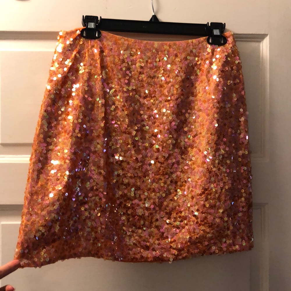 DKNY Orange sequin mini skirt